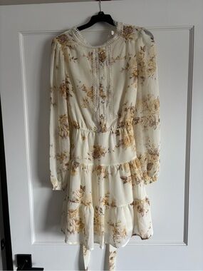 Blu Pepper Cream Dress with Yellow Floral Print